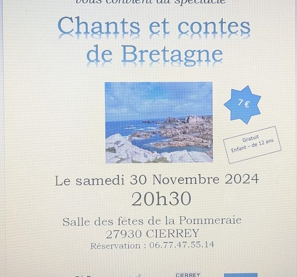 Chants et contes de Bretagne Le 30 nov 2024